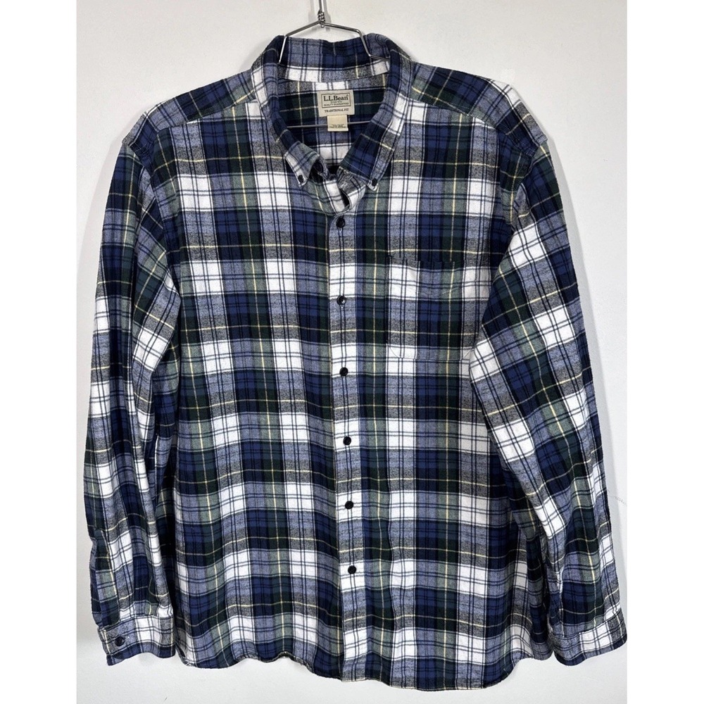 LL Bean Traditional Fit Long Sleeve Plaid‎ Flannel Button Down Shirt Men's XXL